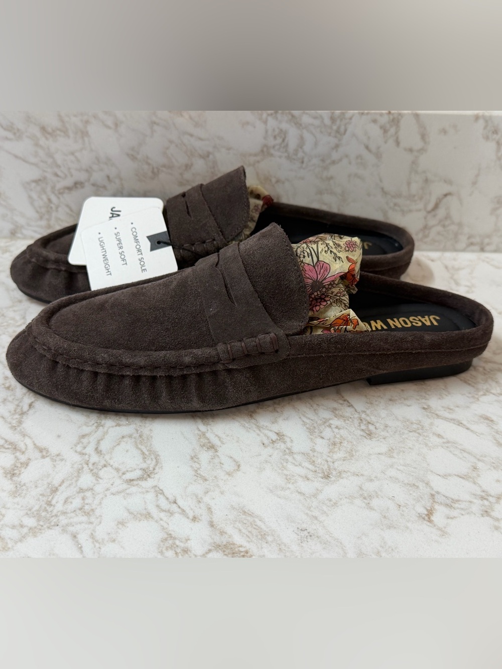 Jason Wu Chocolate Brown Suede Backless Penny Loafers